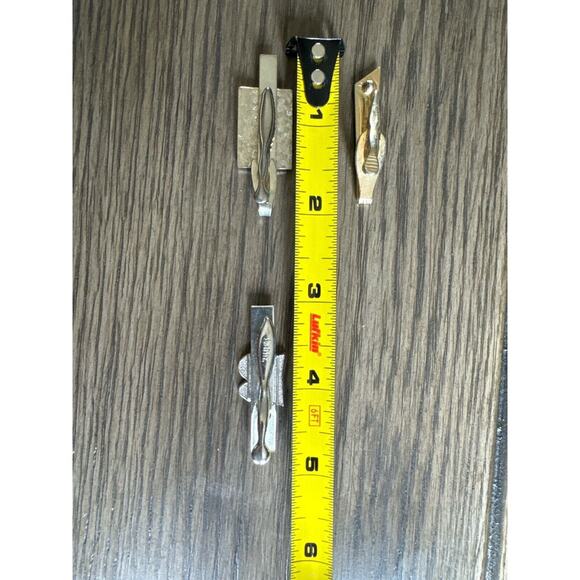 Vintage MCM Tie Bar Clips Silver Tone 1 Swank “N”. Faux Ruby, & Theater Masks - Picture 3 of 4